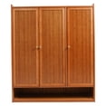 thumbnail image 2 of Free Standing 8-Tier Bamboo Shoe Rack, 3-Door Shoe Storage Cabinet with Metal Handles, Holds 30 Pairs of Shoes, Retro Style, 2 of 9