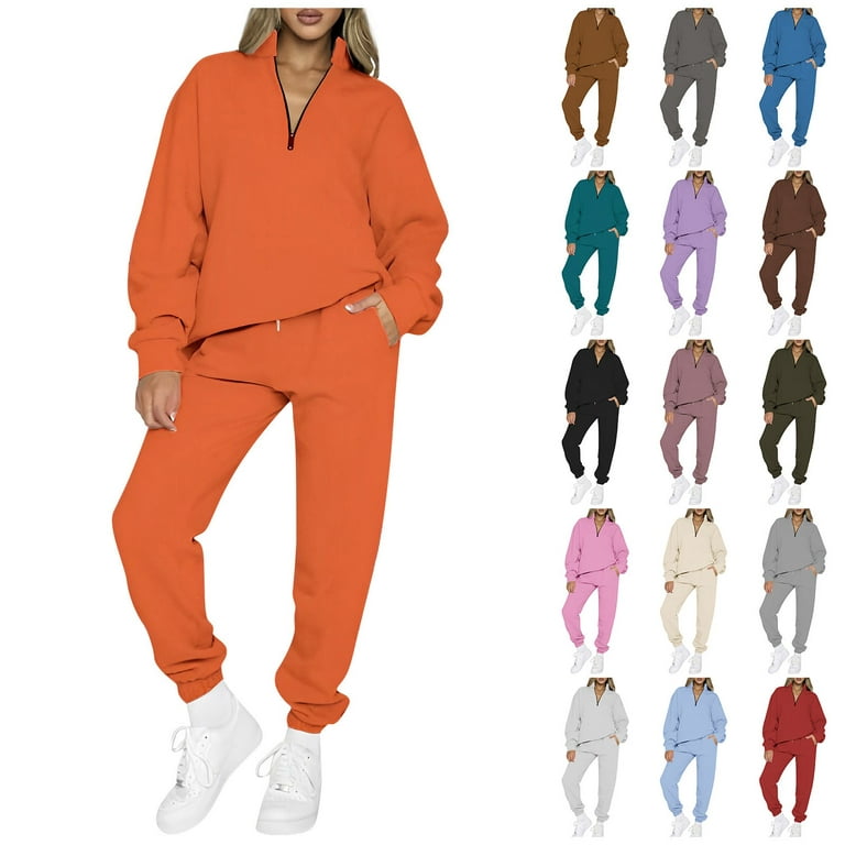 MOLayys Items Under 6 Dollars,Ladies Sweatsuits Autumn And Winter Fashion  Long Sleeve Half Zipper Side Split Colorful Printed Women Full (AJ-4, XXL)