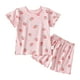 thumbnail image 1 of Odeerbi 0-8 Años Niños Niñas Conjunto de Verano Estampado de Fresas Lechuga Manga Corta Tops Shorts Conjunto de Pijama de Dos Piezas, 1 of 3
