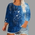 thumbnail image 2 of Jsaierl 3/4 Sleeve Plus Size Womens Tops Casual Round Neck Shirts Dressy Graphic Petite Blouses Soft Cotton T-shirts Top L-5XL, 2 of 5