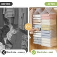 thumbnail image 2 of 1 Pack Hanging Closet Organizer PVC Waterproof Wardrobe Clothes Organizer Dividers 12 Shelves Fabric Cabinet Pants Storage Box Foldable Drawers with Hook for Home Dorm Camping (White), 2 of 12