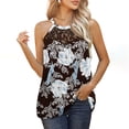 thumbnail image 2 of HAPIMO Women's Fashion Tank Tops Lace Crochet Clothes for Girls Boho Floral Print Tops Sleeveless Tees Pleat Flowy Tunic Blouses Halter Neck T-shirt Gray XXL, 2 of 7