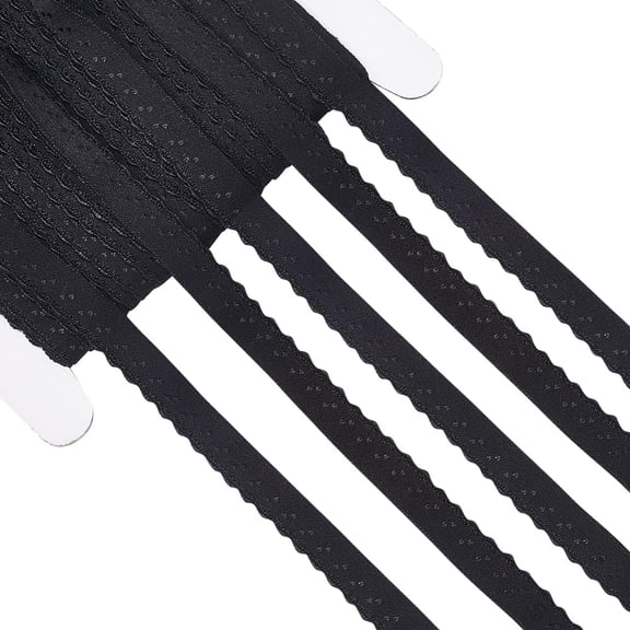 Chinlon Wavy Edge Elastic Band Flat Garment Accessories Black 10x1mm