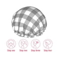 thumbnail image 3 of Yiaed Gray Checkboard Print Reusable Shower Cap & Bath Cap & Lined, Oversized Waterproof Shower Caps Designed for all Hair Lengths, 3 of 7