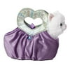 World Fancy Pals Plush Toy Pet Carrier, Lavender Heartfelt, Decorative purse with glitter and shimmer fabrics By Aurora