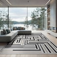 thumbnail image 2 of ODIKA 8'x10' Washable Area Rug Geometric Interlocking Block Angular Asymmetrical Bands Grey for Living Room, Under Sectional, Family , Durable, Non-Slip, 2 of 7