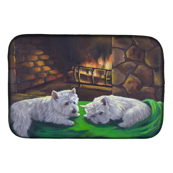Carolines Treasures PPP3276DDM Absorbent Dish Drying Mat for Kitchen Counter Westie A Winters Night Dish Drying Mat  14