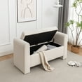 thumbnail image 2 of Upholstered Storage Bench with Roll Pillows, 2 Sizes (57" / 46") & Multiple Colors/Fabrics, Entryway Bench with Lift-Top Storage for Bedroom, Living Room, Hallway, 2 of 10