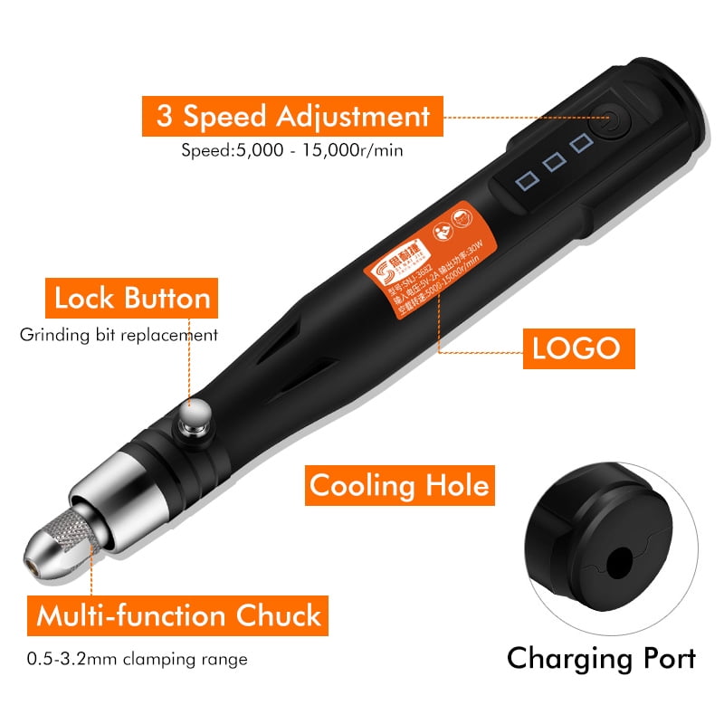 15000r/min USB Rotary Tool 3 Speed Mini Electric Drill Woodworking Engraving Pen 