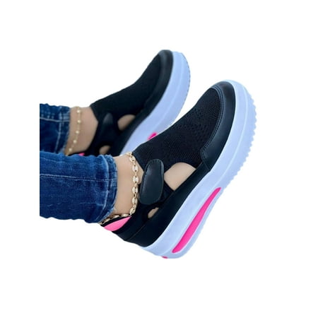 

Ritualay Womens Flats Magnetic Sneakers Comfort Casual Shoes Round Toe Mesh Sneaker Outdoor Sport Breathable Walking Shoe Black 4.5