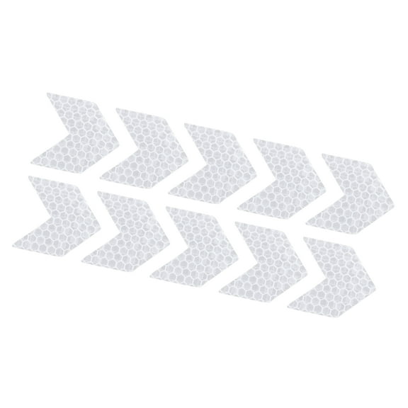 10pcs Reflective Stickers Arrow Shape Safety Tape Reflector Universal for Cars Waterproof PET White