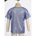 thumbnail image 4 of Rswnyirn Girls Boys Sparkly Metallic T-Shirt for Dance Performance Costume Jazz Hip Hop Dancewear Royal Blue 140, 4 of 7