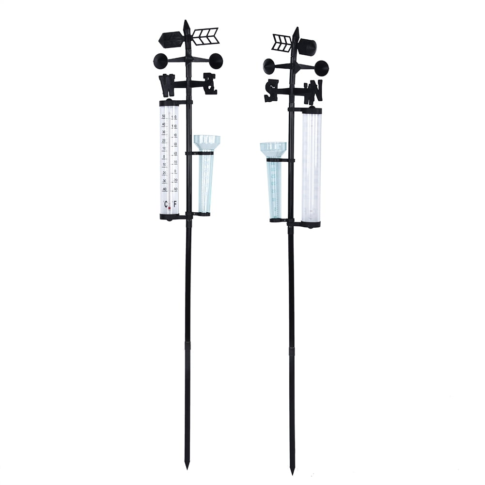 Home Storage 3 in 1 Weather Station Measurer Outdoor Garden Thermometer Rain Wind Indicator for Gardens and Courtyards