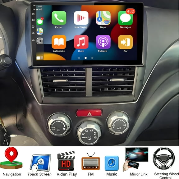 Molaner 10.1" HD Touch Screen Car Radio Stereo for Subaru Impreza WRX 2008-2014 Fit for CarPlay Android Auto Android 15 Bluetooth MP5 Player Mirror Link FM SWC, 4 64G