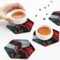 thumbnail image 7 of Pofeuu Majestic Red Dragon Print Leather Coasters Set of 6, Round Cups Mugs Mat Pad for Home Kitchen Heat Resistant Drink Coasters,Hexagon, 7 of 7