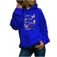 thumbnail image 1 of Penkiiy Sweat à Capuche pour Femmes Mode Manches Longues Imprimé avec Poche Décontracté Bleu Y2K, 1 of 6
