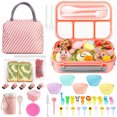 thumbnail image 1 of Loncheras Adultos Gran Capacidad, Caja Bento con Compartimentos y Termo de Sopa, Caja Fiambrera Sellada Kit para Microondas y Cubiertos (Raya Rosa), 1 of 4