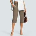 thumbnail image 6 of BRDFRL Pull On Capri Pants for Women Elastic Waist Cropped Stretch Yoga Office Pants with Pockets Coffee S, 6 of 9