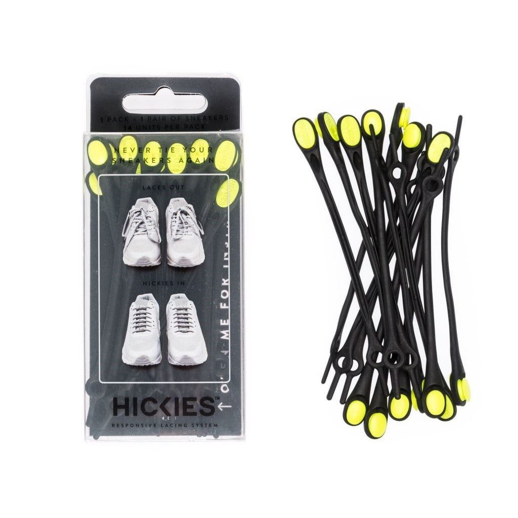 No-Tie Elastic Shoelaces (Black/Yellow 