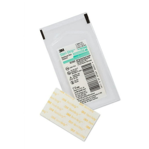 3M Skin & Wound Closure Strips - Reinforced & Sterile Adhesives for Fast Wound & Cuts Healing with Minimal Scarring, Infection Prevention from Suture & Stample Removal - 6mm x 38mm - Pack of 5