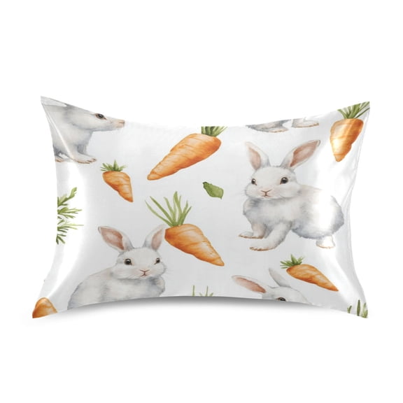 Satin Pillowcase Soft and Smooth Pillow Case for Hair and Skin Cute Watercolor White Bunnies