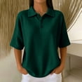 thumbnail image 2 of Women's Waffle Polos Shirts Short Sleeve Henley T Shirt Summer Casual Loose Tops, S, 2 of 4