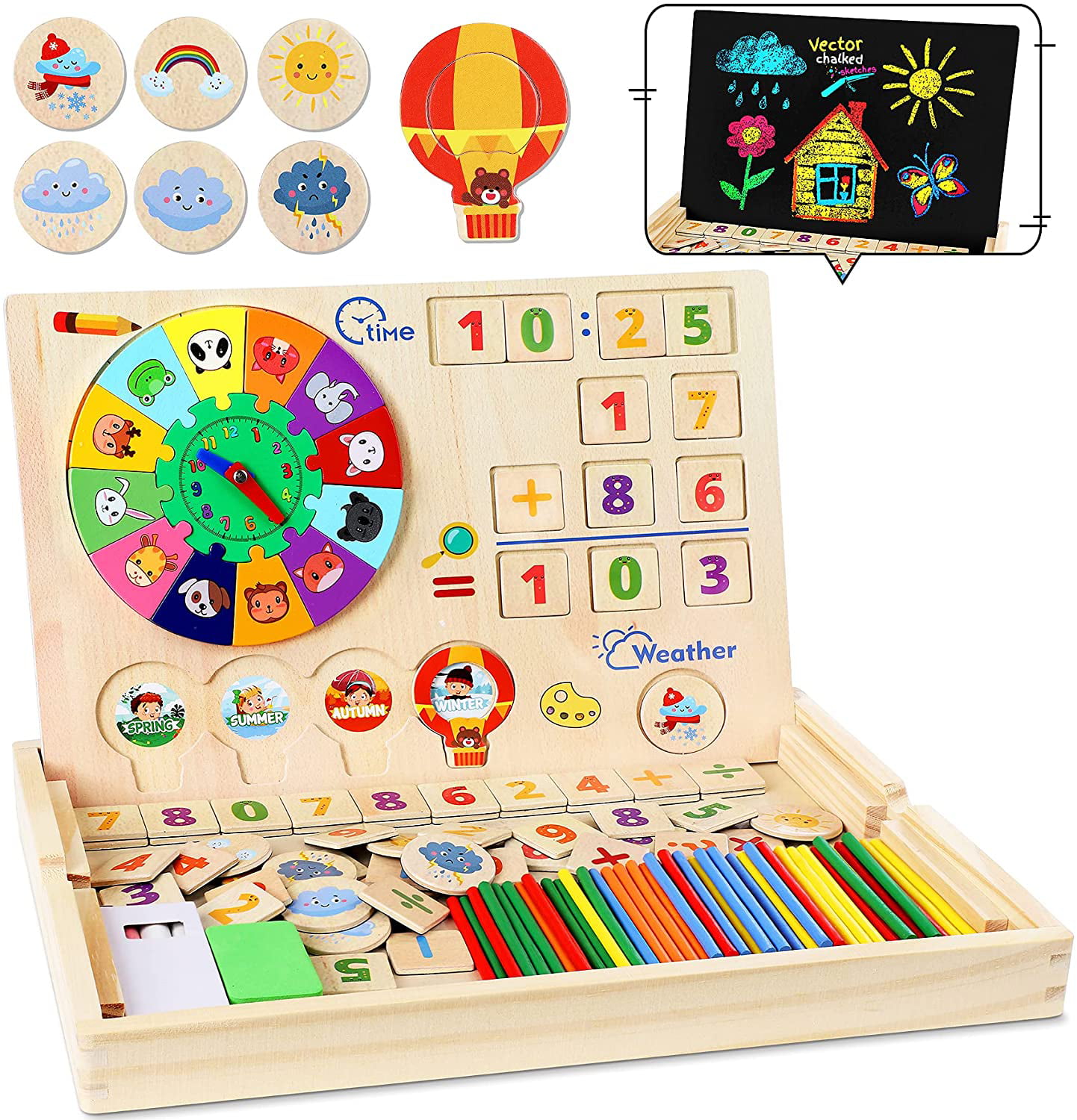 Kids Educational Montessori Counters Early Math Learning Toy Coin w/ Box 