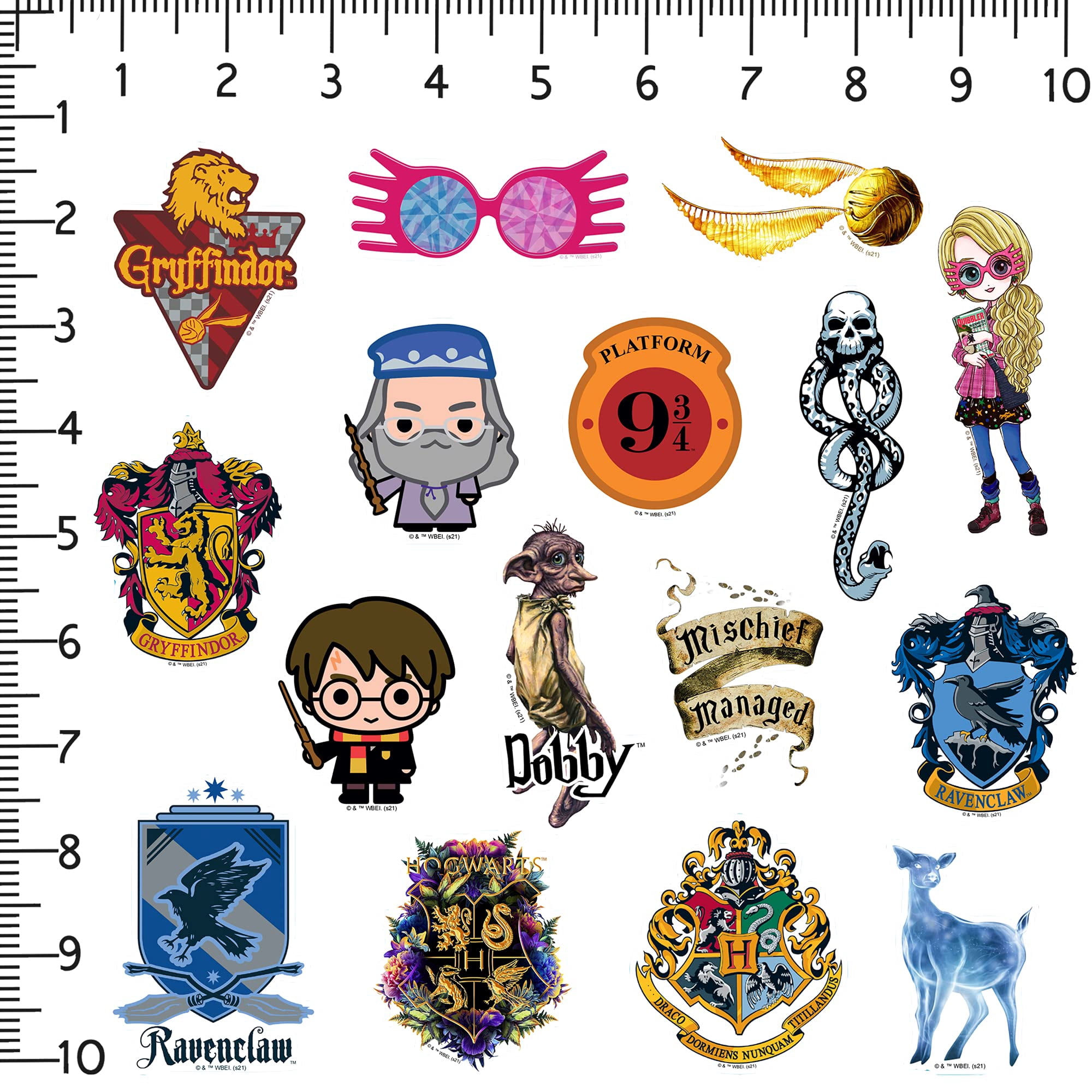 Harry Potter 200ct Vinyl Sticker Pack  Hogwarts Houses, Harry, Hermione, Ron, Dumbledore, Deathly Hallows Die-Cut Stickers for Laptop, Water Bottle, Scrapbooking, Tablet, Indoor & Outdoor