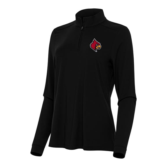 Women's Antigua Black Louisville Cardinals Intent Quarter-Zip Top