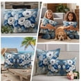 thumbnail image 5 of Blue Spring Floral Outdoor Waterproof Pillow Covers, Vintage Flowers Pastoral Modern Art Decorative Square Throw Pillowcase Sofa Cushion Sham for Patio/Couch/Chair, 16"x16" 2 Pack, 5 of 8
