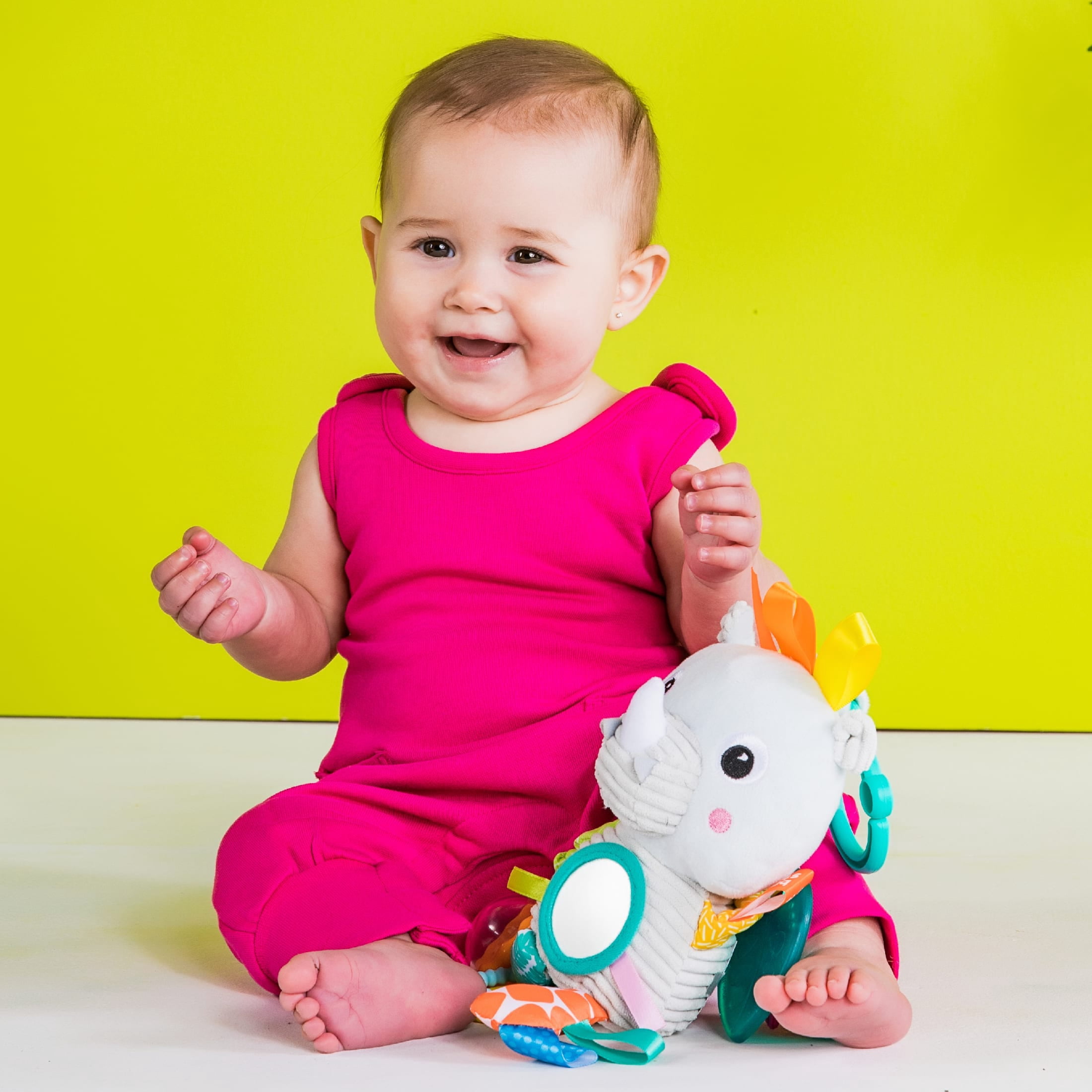 Bright Starts Playful Pals Activity Take-Along Toy - Rhino, Ages Newborn +