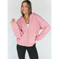 thumbnail image 2 of Womens Zip Up Hoodies Oversized Sweatshirts Fall School Fashion Outfits Casual Jackets Winter Clothes Pink L, 2 of 7