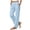 #06 Light Blue 【Mix & Match: Stock Up on Your Favorite Colors】, variant on Women Cotton Linen Cropped Straight Leg Pants for Women, Elastic High Waist Side Slit Button Design with Pockets, Light Capri Trousers for Summer Beach Casual | TruHer,Army Green L