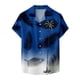thumbnail image 1 of Camisas Negras Para Hombre Moda para hombre Casual Beach Seaside 3D Impresión digital Hebilla Solapa Camisa de manga corta Top (Blue, XL), 1 of 7