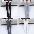 thumbnail image 3 of Douhoow Women Cotton Thigh High Stocking Solid Color Warm Over the Knee Socks Fashion School Style Extra Long Leggings, 3 of 5