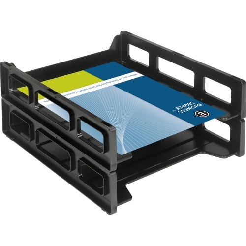 Business Source Front-Load Stackable Letter Tray Desktop - Recycled - Black - Plastic - 1Each