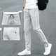 thumbnail image 2 of Pantalones casuales blancos rotos de tendencia para hombre, pantalones ajustados de moda para hombre, novedad en ropa de calle holgada, elegante, de algodón con bolsillos anchos, 2 of 5