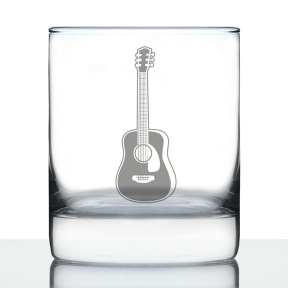 Bevvee Whiskey Rocks Glass 10.25 oz Guitar Acoustic Gifts for Music Lovers Glassware & Drinkware