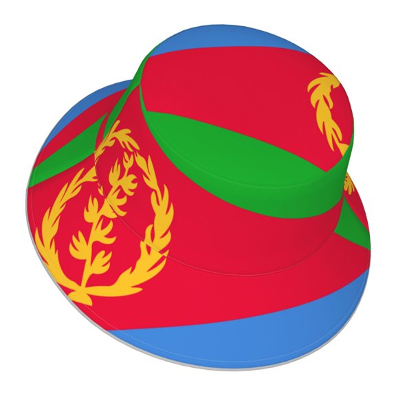Unisex Eritrea Flag Bucket Hat Fisherman Cap Reversible Travel Sunhat With Reflective Stripe