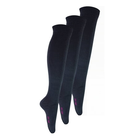 

3 Pair Multipack Girls Knee High Bamboo Socks | Sock Snob | Plain Long School Socks for Kids