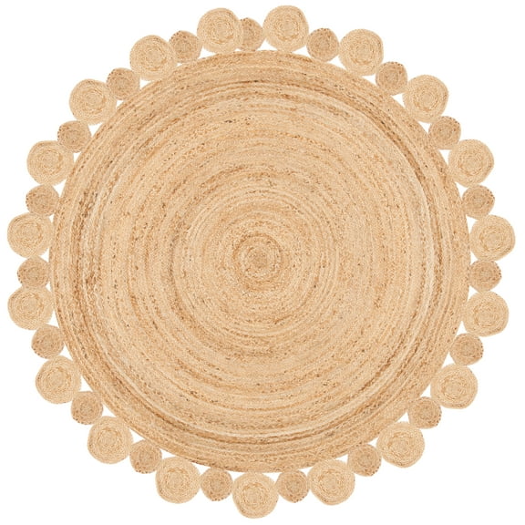 SAFAVIEH Natural Fiber Charmaine Geometric Area Rug, Natural, 7' x 7' Round