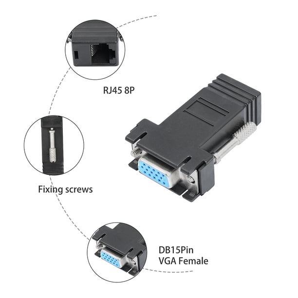 Adaptador DB15 Pin a RJ45 8P duradero reutilizable para vídeo multimedia