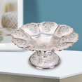thumbnail image 3 of Gorgeous Cake Stand Serving Relief Pattern tray dried food W/ Base for Candy Bar Decoration Silver, 3 of 9