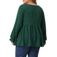 thumbnail image 3 of Agnes Orinda Women's Plus Size Tops Swiss Dots Tiered Peplum Crew Neck Puff Sleeve Casual Babydoll Blouses 1X Dark Green, 3 of 6
