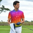 thumbnail image 2 of Kdxio Colorful Glitter Print Men's Short Sleeve Polo Shirt,Midweight Men's Shirt, 2 of 6
