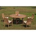 thumbnail image 5 of Grade-A Teak Dining Set: 5 Seater 6 Pc: 72" Round Table And 5 Wave Stacking Arm Chairs Outdoor Patio WholesaleTeak #51WV1706, 5 of 6