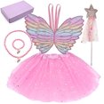 thumbnail image 2 of 4 piezas de ropa de vestir para niñas niñas princesa vestir traje de hada conjunto con ala ShaqMars ShaqMars, 2 of 2