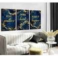 thumbnail image 4 of 3 Pcs Blue Gold Inspirational Office Canvas Wall Art Stay Positive Work Hard Make It Happen Motivational Quotes Pictures Wall Decor Inspiring Poster Print Artwork for Man Room Office, 4 of 6