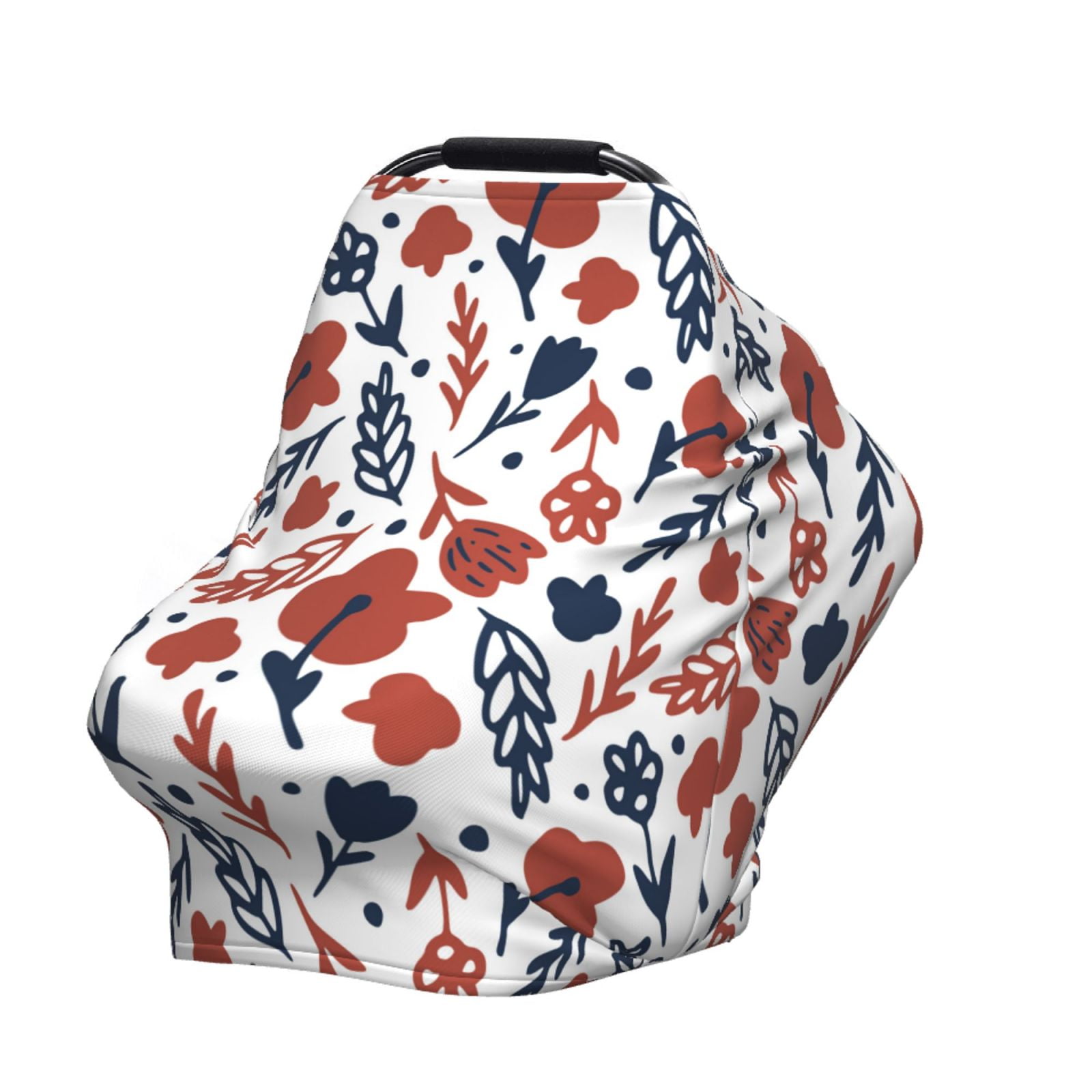 Fotbe Red Blue Leaves Pattern Car Seat Covers for Babies, Nursing Breastfeeding Cover Carseat Canopy, Soft Stretchy Carrier Cover