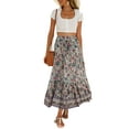 thumbnail image 2 of Michellecmm  Women Long Skirt Elegant Elastic Waist Floral Flowy Summer Swing Skirt, 2 of 7